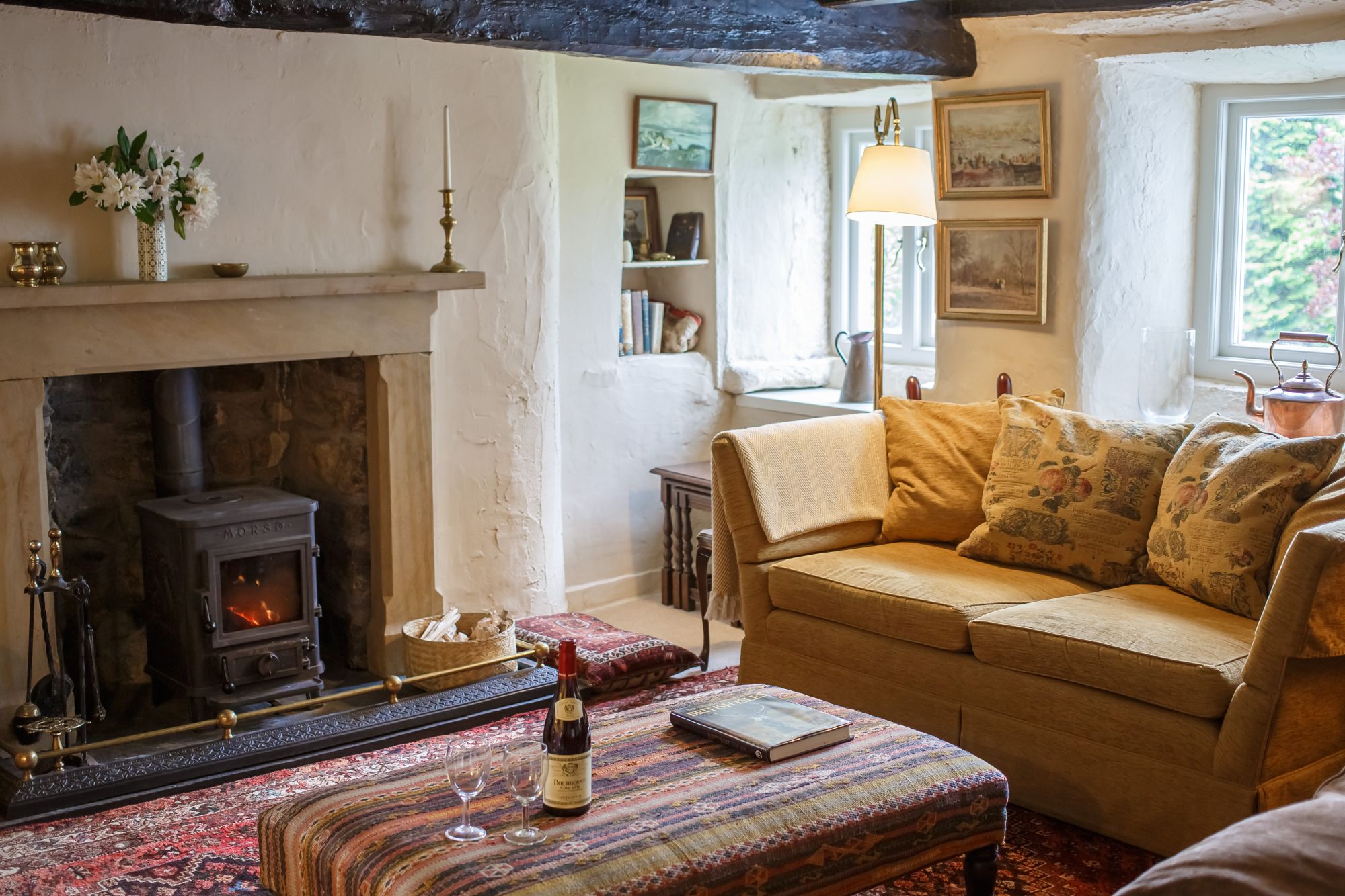 Snug with wood-burning stove