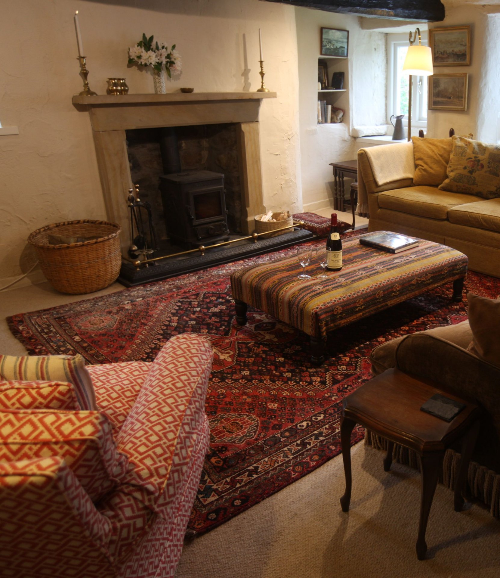 Living room with wood burner
